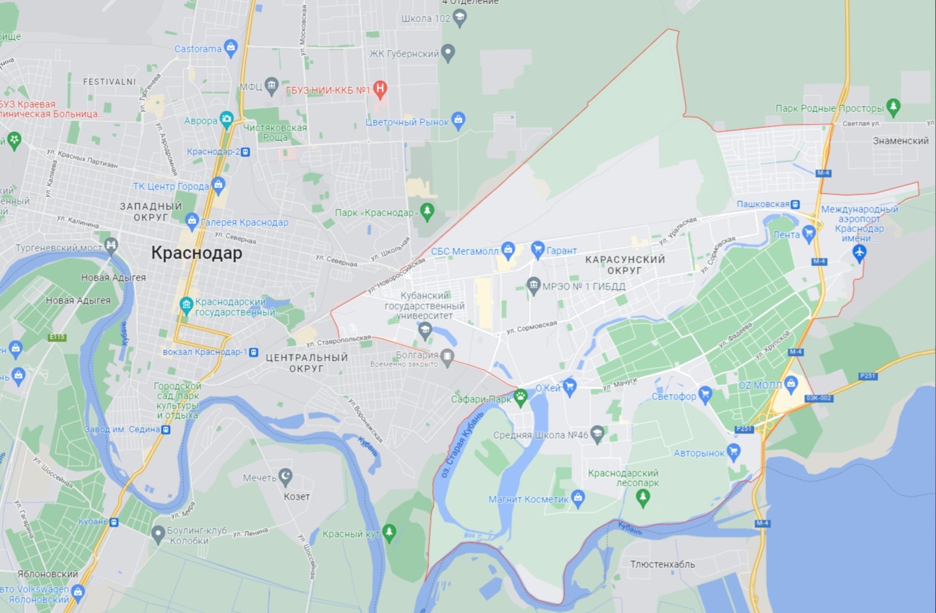 Карта краснодара по микрорайонам